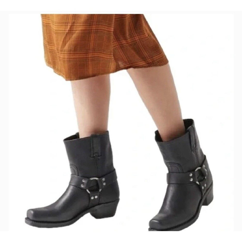 Frye Harness Pull On Black Festival Cowgirl Boots NWOT 5.5M